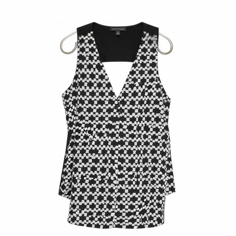 Banana Republic Geometric Cowl Back Tank Top Black White Medium Cutout Top Mod
